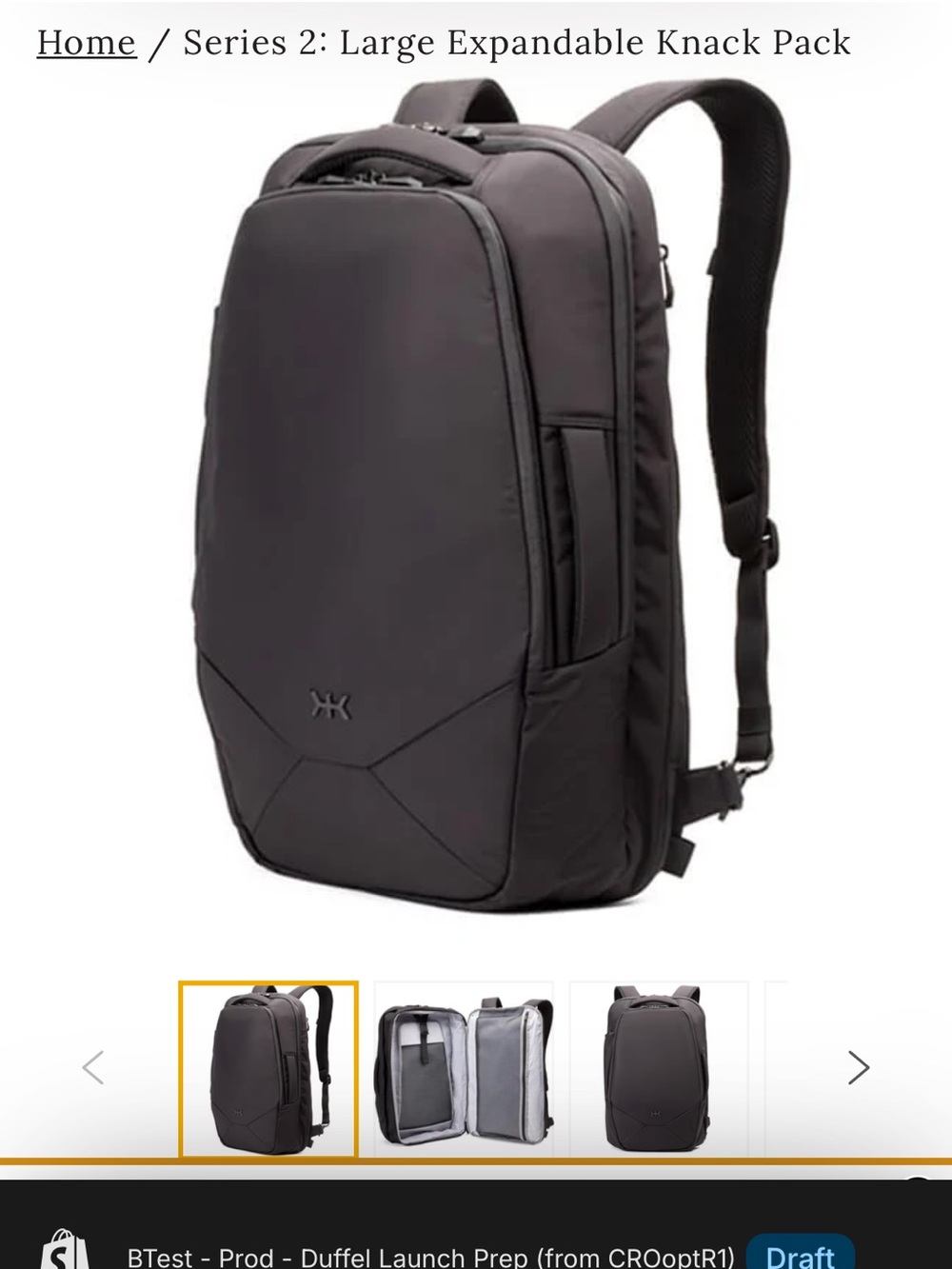 Knack Series 2 Large Expandable Backpack - Black